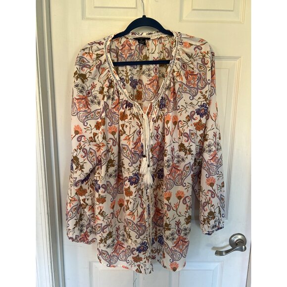 Preswick & Moore Tops - Preswick % Moore Floral Paisley Long Sleeve V-Neck Tunic Size 3X